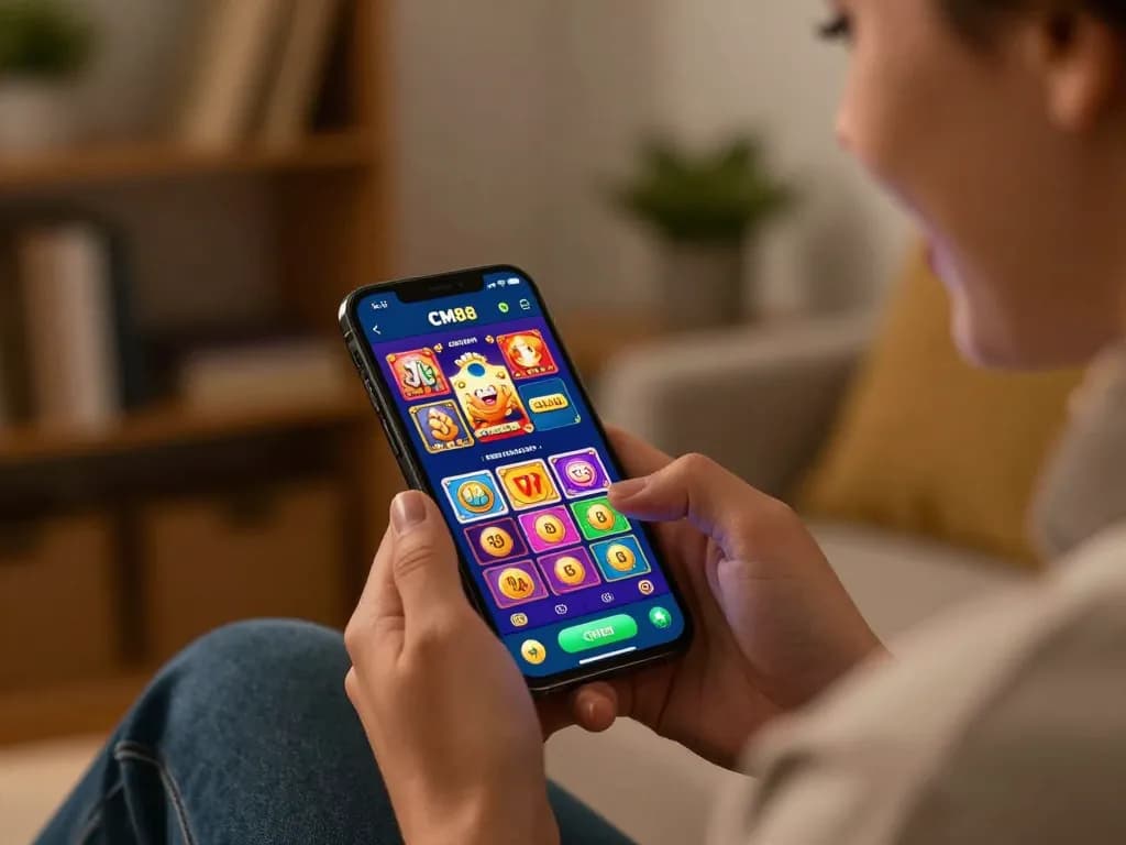Experience the thrill of CM88 mobile gaming with a user engaged in online betting.
