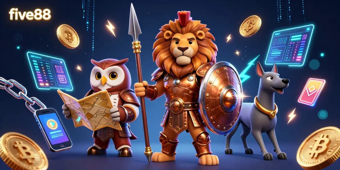 Engage with five88's gaming features through this vibrant digital art of casino elements.