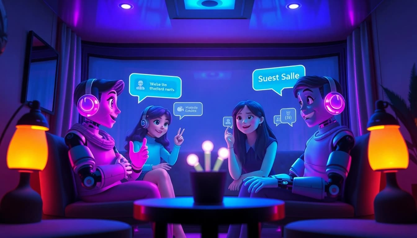 Interactive AI character chat experience showcasing Crushon IA in a vibrant digital setting