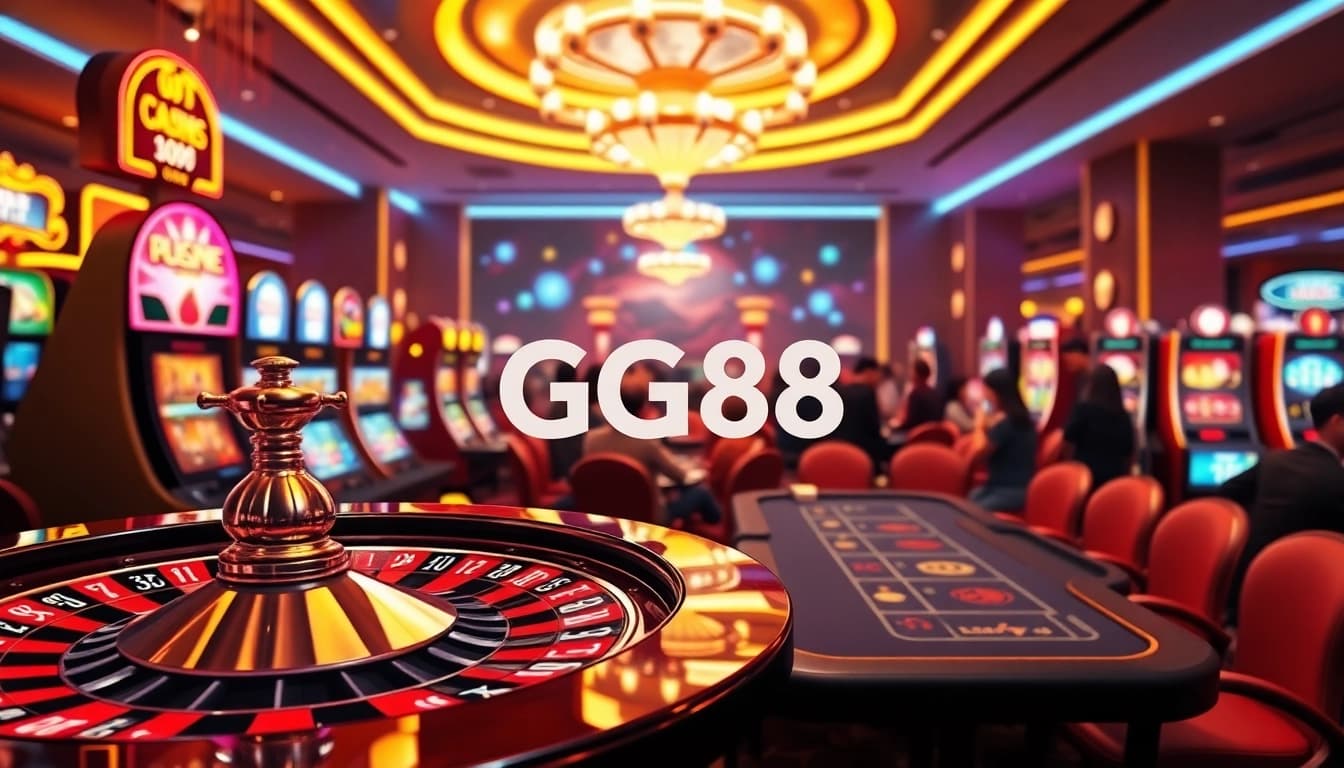 Experience the thrill of winning with the gg88 link in a vibrant casino setting featuring roulette wheels, slots, and poker tables.
