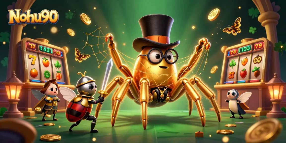 Nohu90 showcases thrilling jackpot excitement and vibrant casino action in a colorful 3D scene.