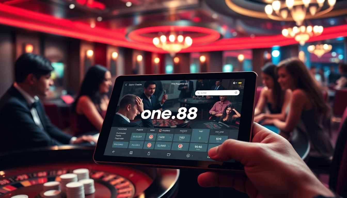 Experience the thrill of the one88 app in this vibrant casino scene with a luxurious atmosphere.