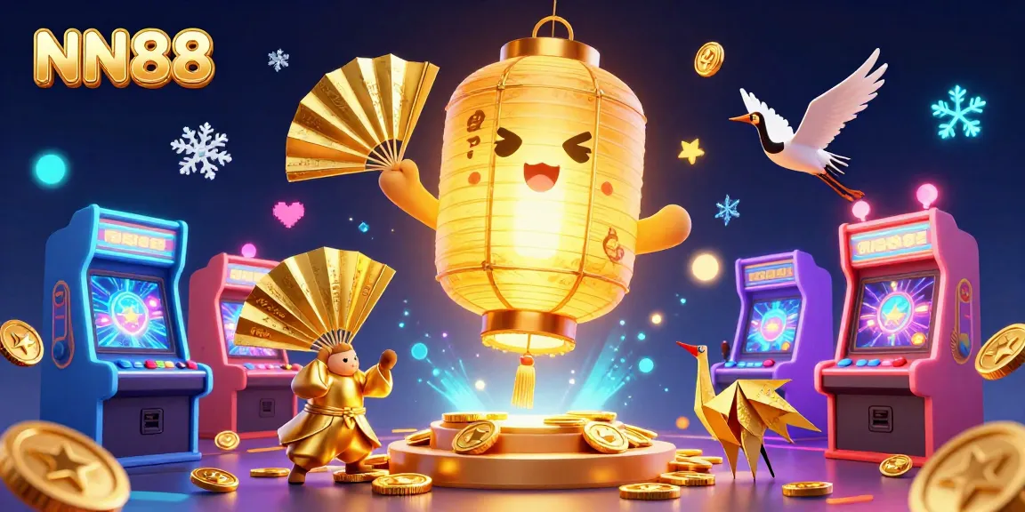 Experience winning opportunities at NN88 with a dazzling, colorful casino illustration.