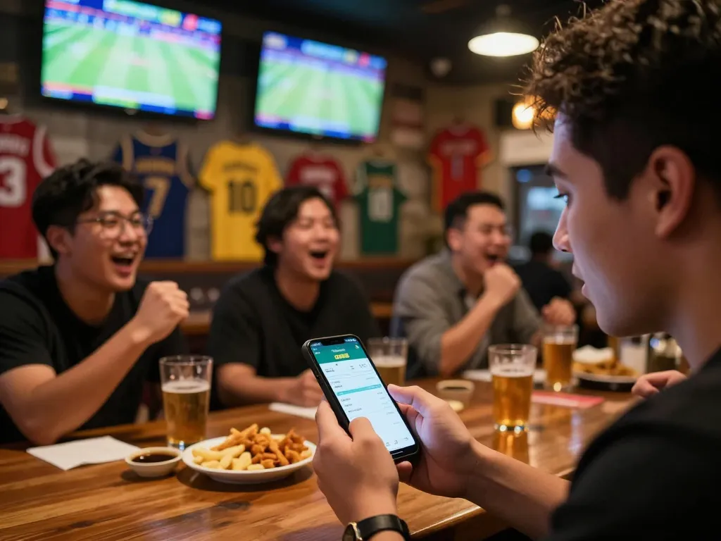 Person engaged with Nhà cái Jun88 mobile app while watching sports, showcasing dynamic betting experience