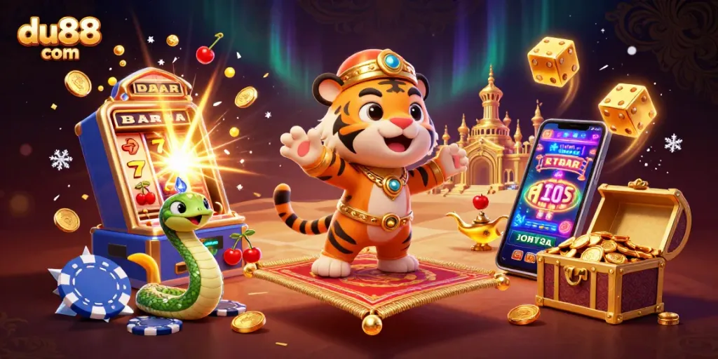 Win big at du88 com with the vibrant Arabian-themed casino extravaganza illustration.