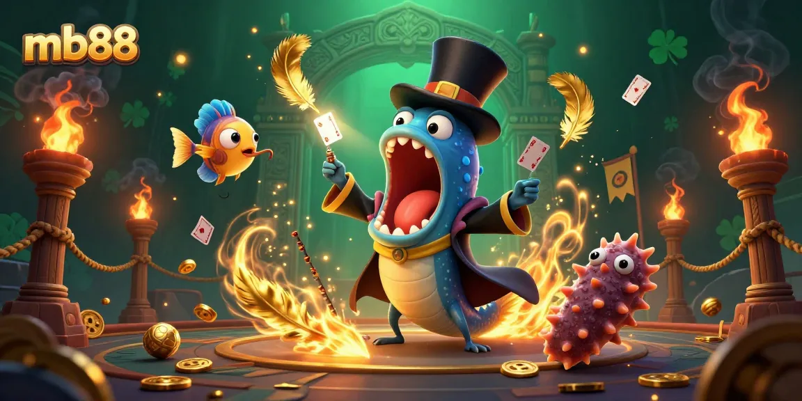 Engage with thrilling mb88 casino magic featuring a deep-sea gulper eel and anglerfish performing tricks in an emerald world.