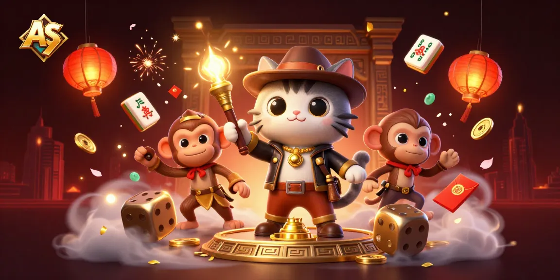 AS 9 illustrates an archaeologist cat finding a golden artifact amidst dynamic casino elements.