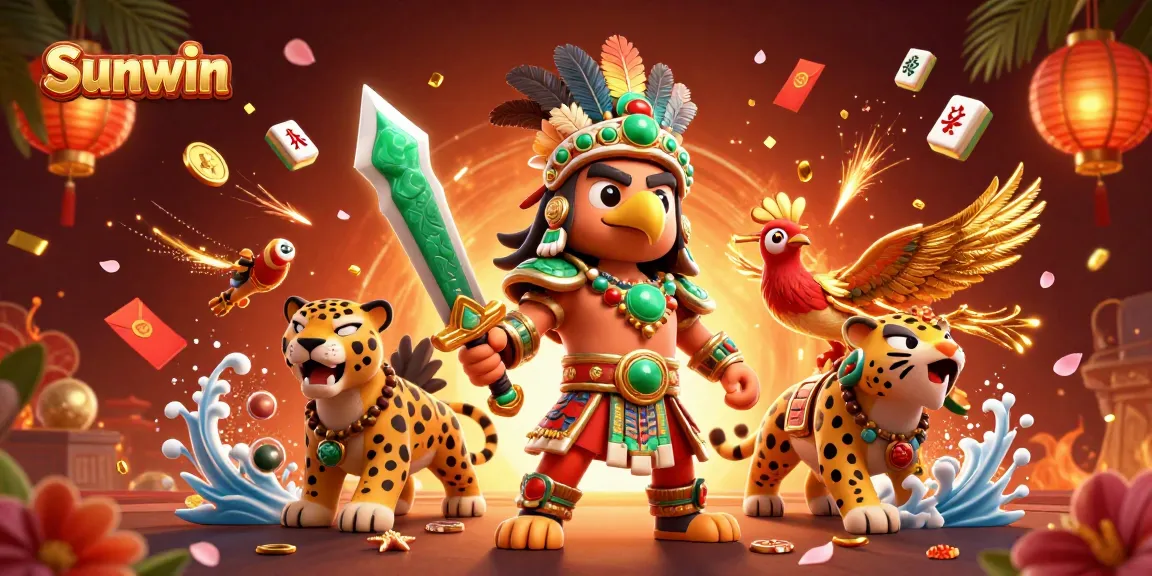 Experience excitement at Sunwin as characters delight in gambling festivities amid swirling game elements.