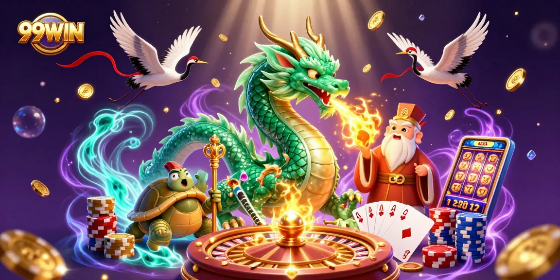 Bet big and win big with 99WIN's thrilling casino illustration showcasing vibrant games.