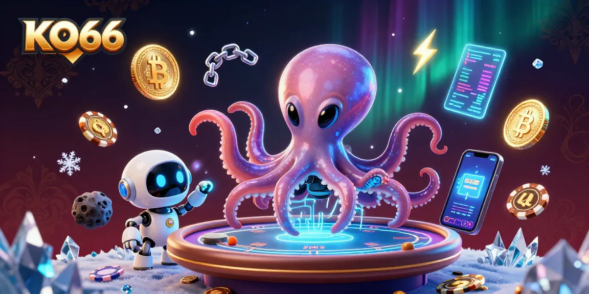 Engage with KO66's exciting alien-themed poker experience amidst vibrant cryptocurrencies.