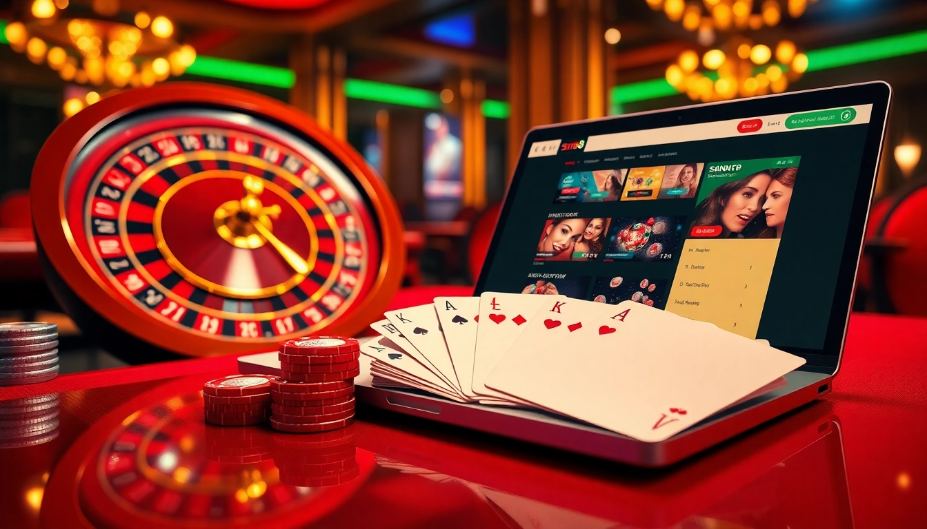 Experience thrilling online gambling at sin88 with vibrant casino visuals and high-stakes gaming elements.