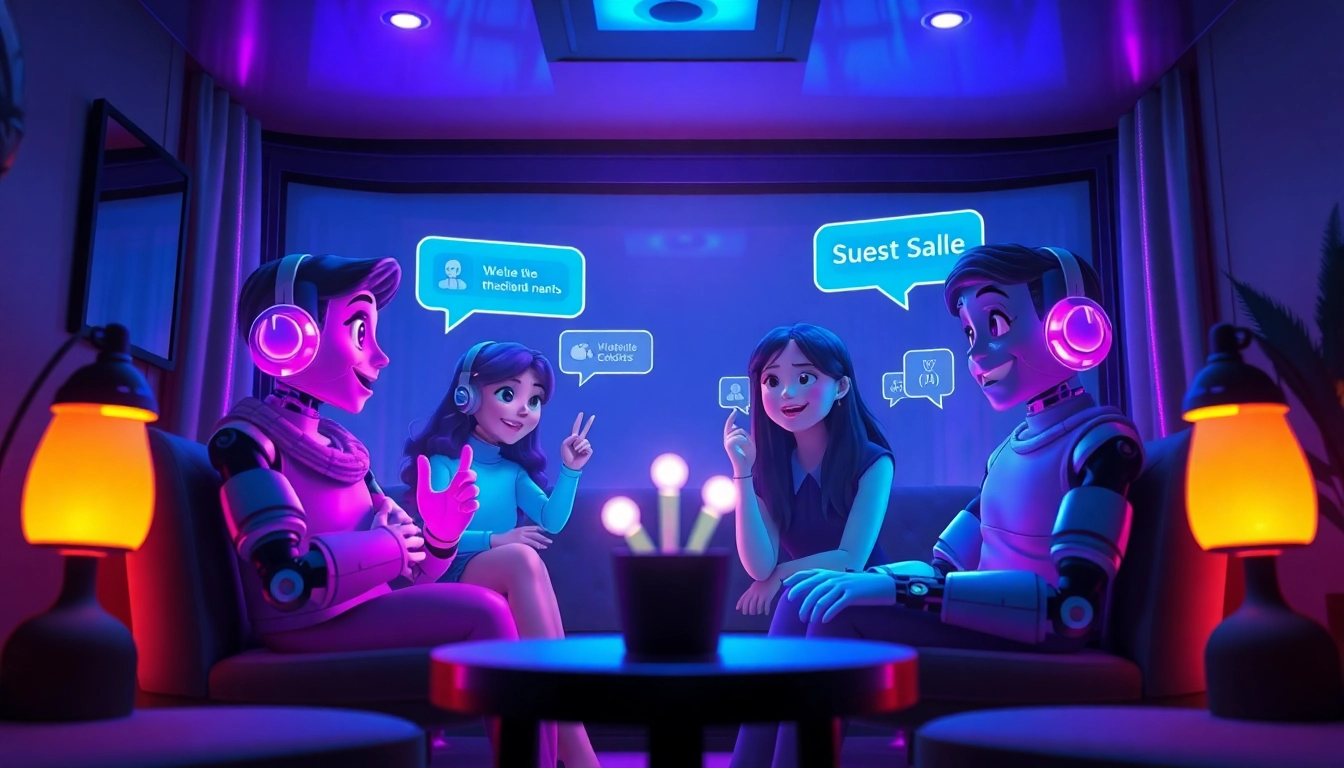 Interactive AI character chat experience showcasing Crushon IA in a vibrant digital setting