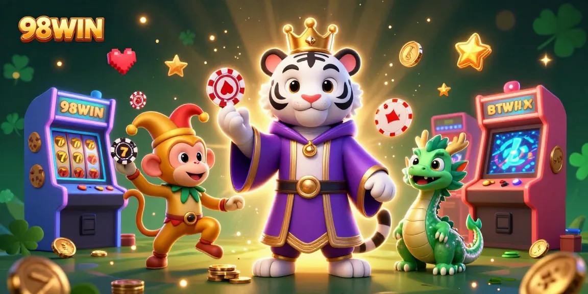 Step into the exciting world of 98WIN, where a golden monkey juggles chips beside a majestic tiger!