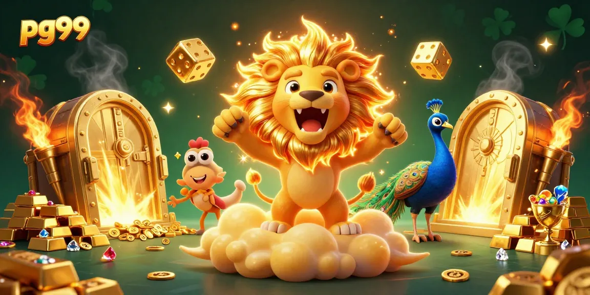 Spin the reels at pg99, where the golden lion and cosmic elements create a vibrant casino atmosphere.