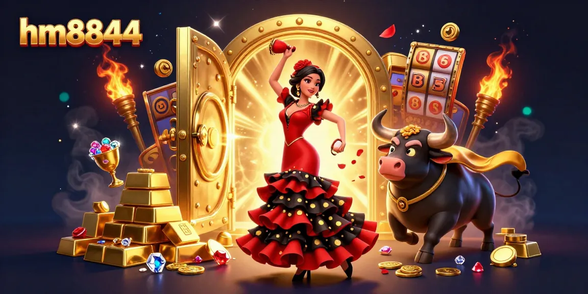 Experience thrilling wins at hm8844 with a vibrant casino scene showcasing rich slot game elements.
