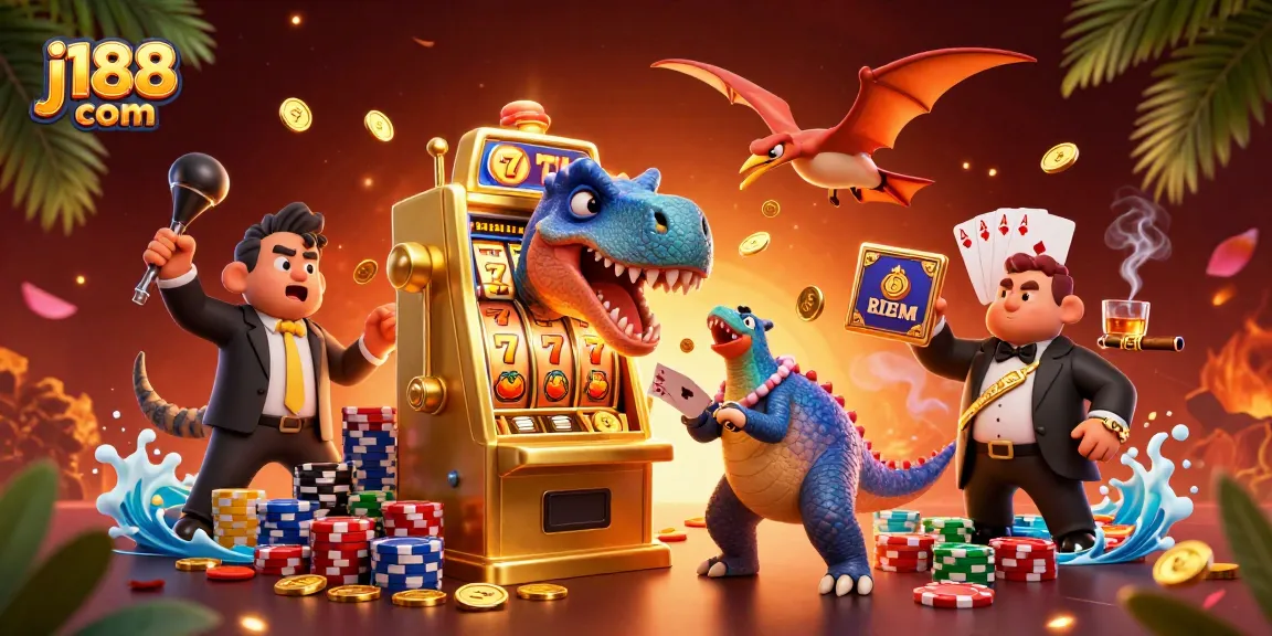 Spin jackpots at j188 com with dynamic scenes of thrilling slots and animated characters.