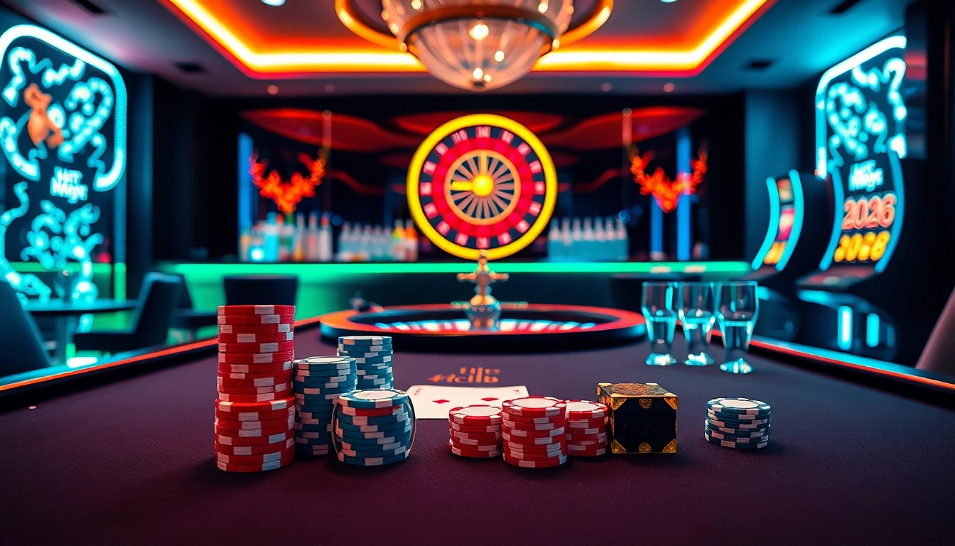 Hitclub casino players enjoy engaging games at a luxurious poker table with vibrant chips.