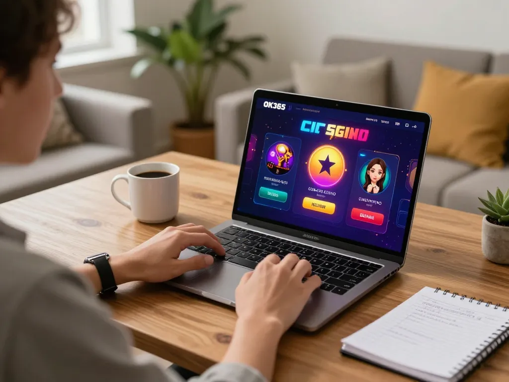 Engaging gameplay on the OK365 casino app at home, highlighting strategic notes and cozy atmosphere.