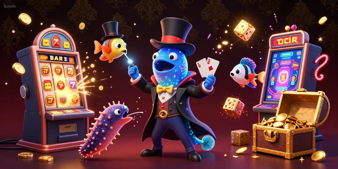 Engage with kuwin's thrilling casino magic featuring bioluminescent characters and vibrant jackpot elements.