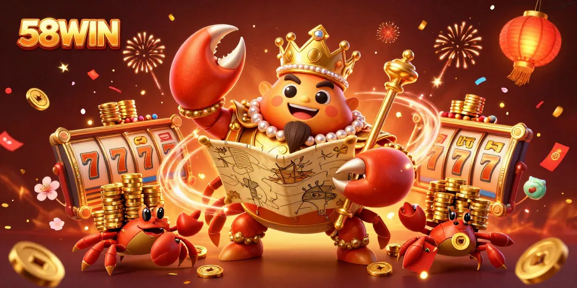 Experience thrilling adventures with 58WIN as the golden crab emperor celebrates wins in slots and jackpots.