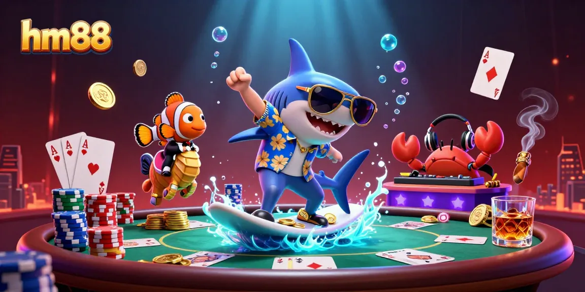 Engage with the exciting world of hm88, featuring a vibrant 3D scene with characters enjoying gaming action.