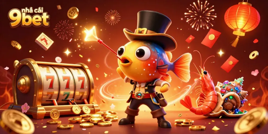 Engage with nhà cái 9bet's thrilling casino experience featuring exciting characters in a vibrant, action-packed scene.