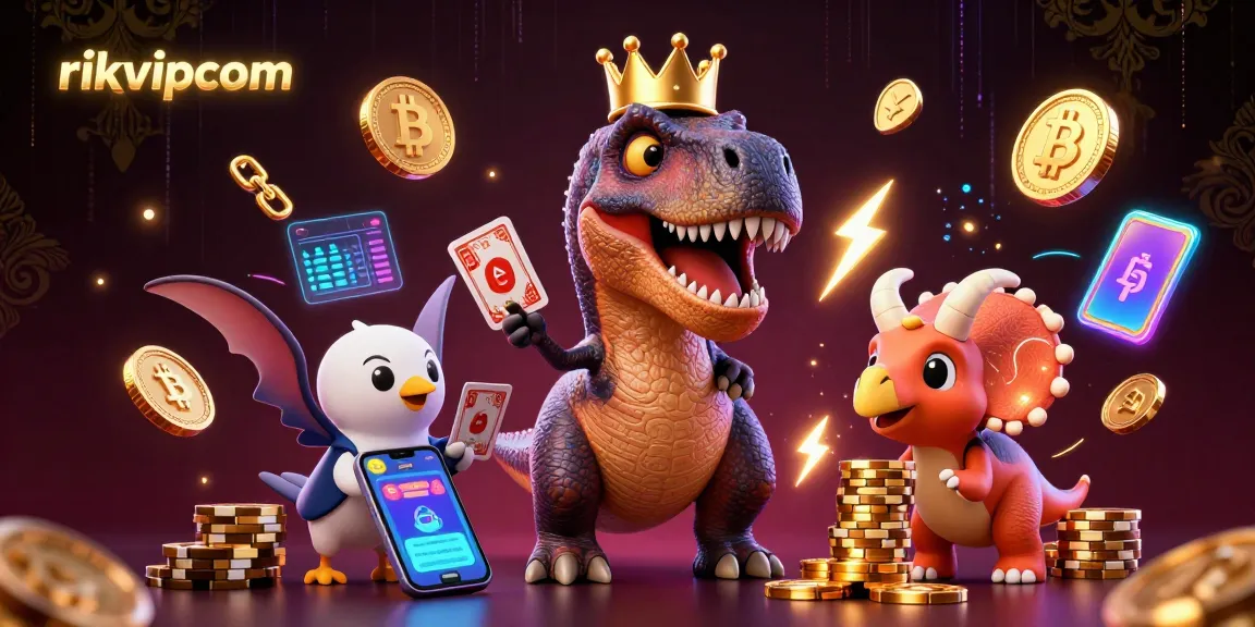Experience thrilling card shuffling and stacking chips at rikvipcom with a whimsical T-Rex and friends!