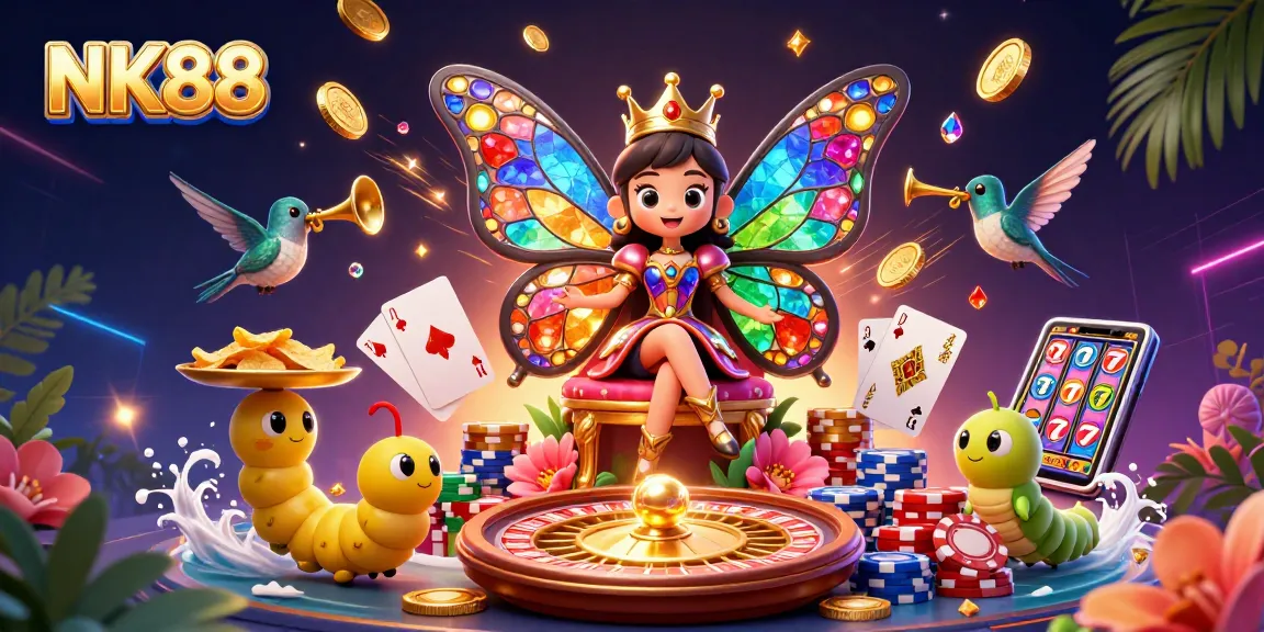 Experience NK88 with vibrant characters and dynamic casino elements illustrating thrilling gameplay.