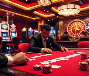 Players enjoying high-stakes gambling at bet88 casino with vibrant slot machines and a roulette wheel.