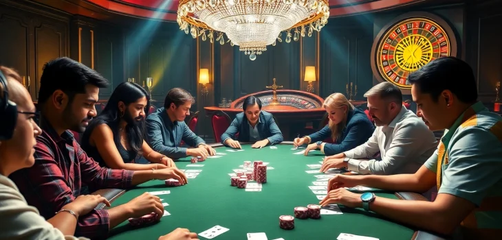 Join the poker action at https://13win00.com/ with vibrant gameplay surrounded by rich casino decor.