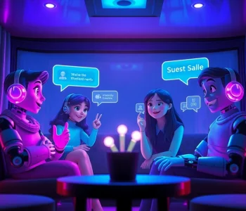 Interactive AI character chat experience showcasing Crushon IA in a vibrant digital setting