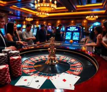 Engaging gamblers at the i9bet roulette table in a luxurious casino setting.