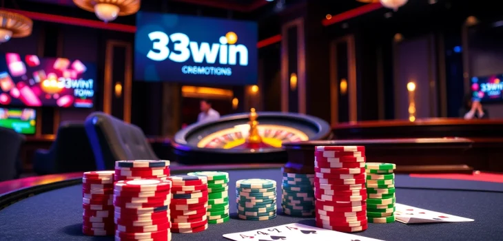 Experience the thrill of high-stakes poker with 33win1 in a luxurious casino setting.