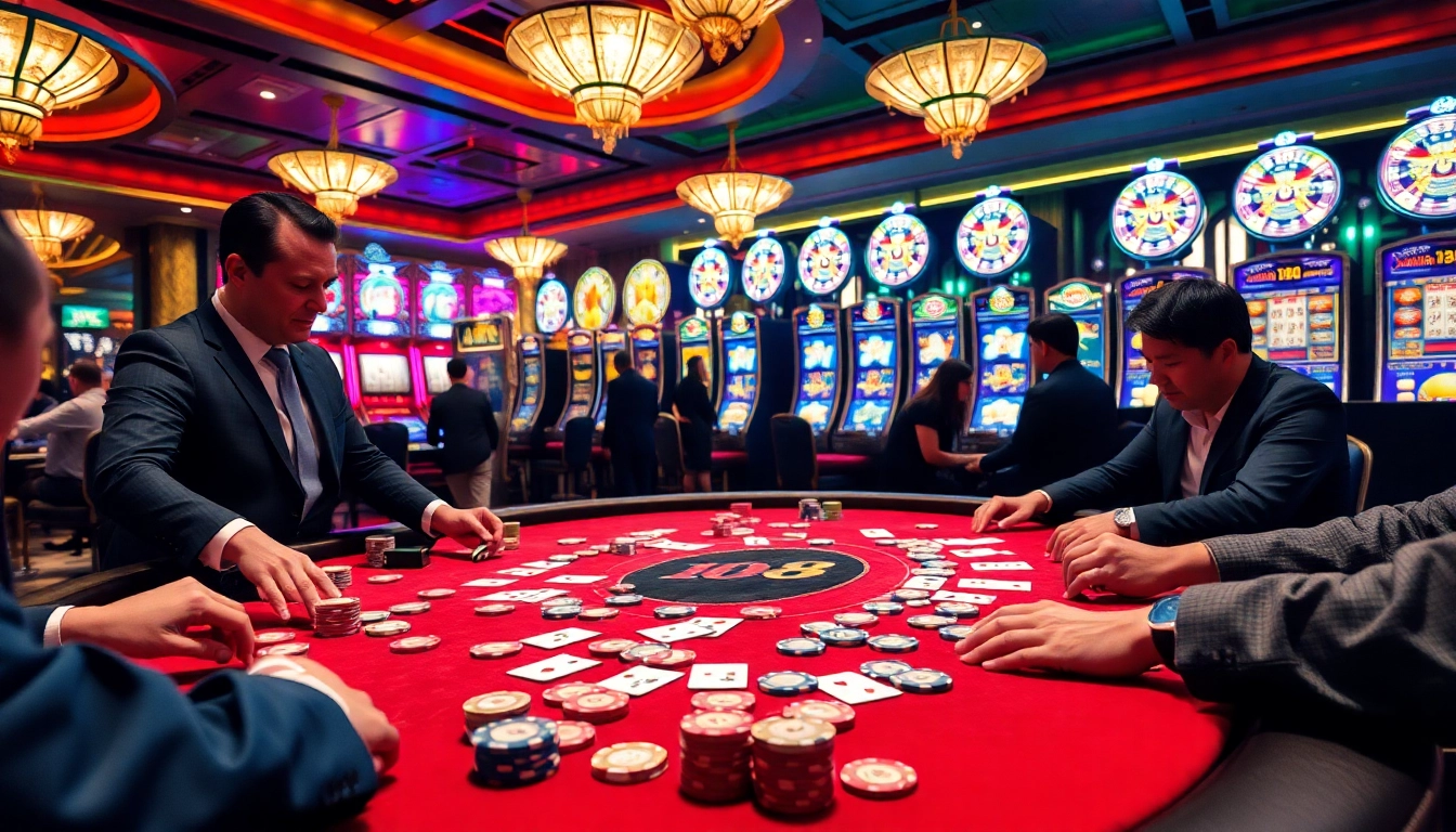 Engaging poker players relish the excitement at du88 trang chủ with vibrant casino visuals.