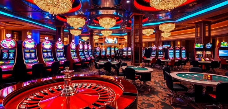 Experience thrilling games at XX88's vibrant casino floor with slot machines and poker tables.