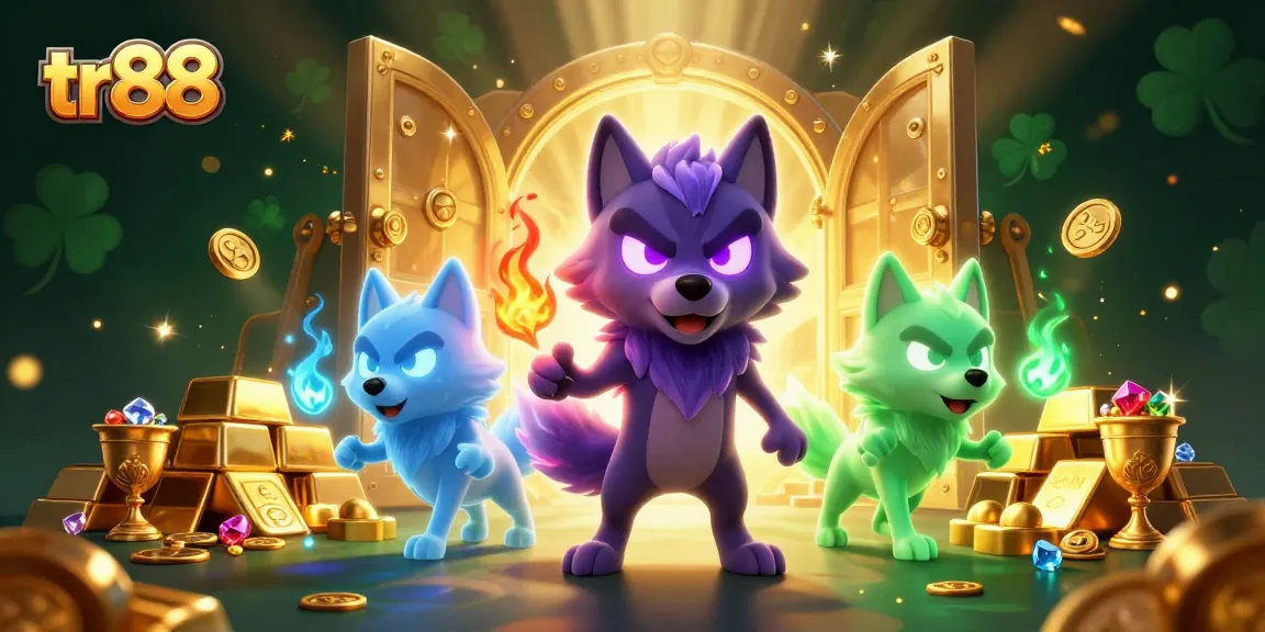 Engage with thrilling games at tr88, where spectral wolves guard vast riches in a dynamic casino scene.