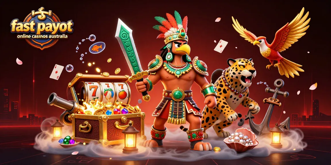Experience the thrill of fast payout online casinos Australia with winning strategies in a vibrant 3D casino scene.