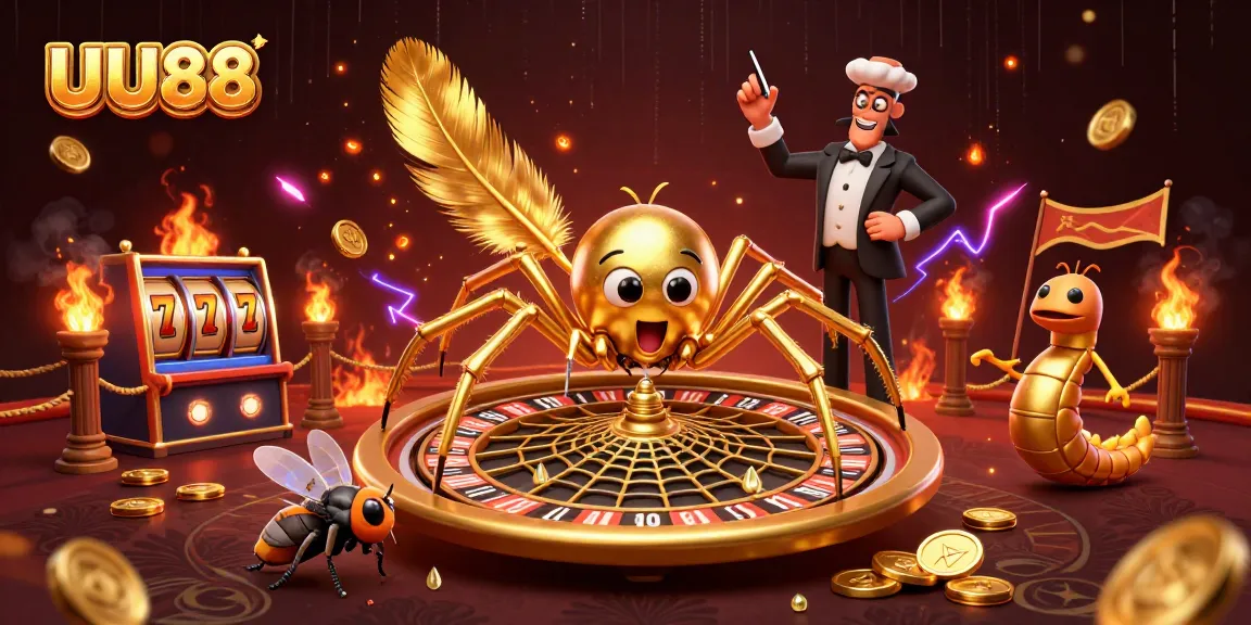 Experience thrilling betting action at UU88 with a golden spider roulette and lively characters.