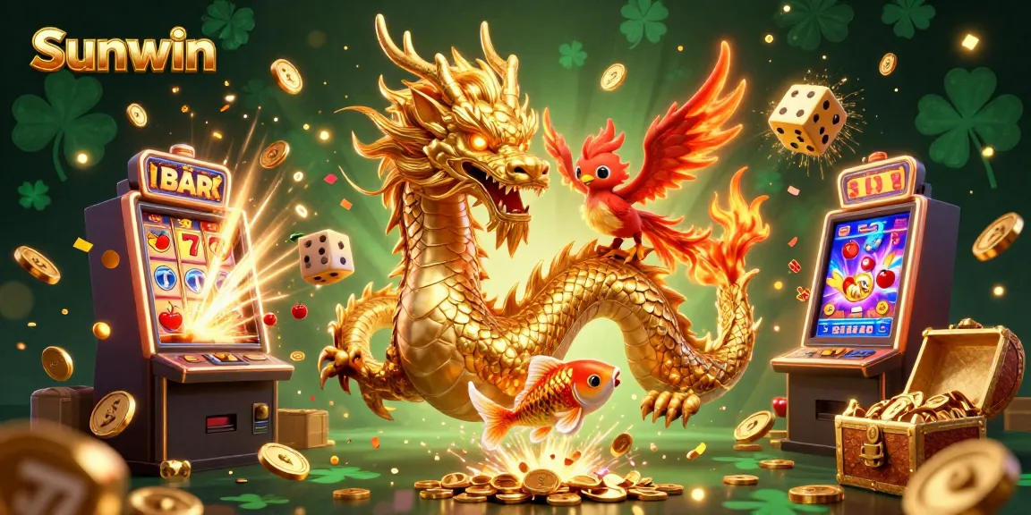 Experience exhilarating gaming with Sunwin, featuring vibrant characters and dynamic casino elements.