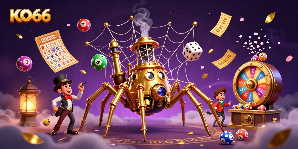 Engage in the thrilling world of KO66 with its vibrant illustrations of gaming elements and unique characters.