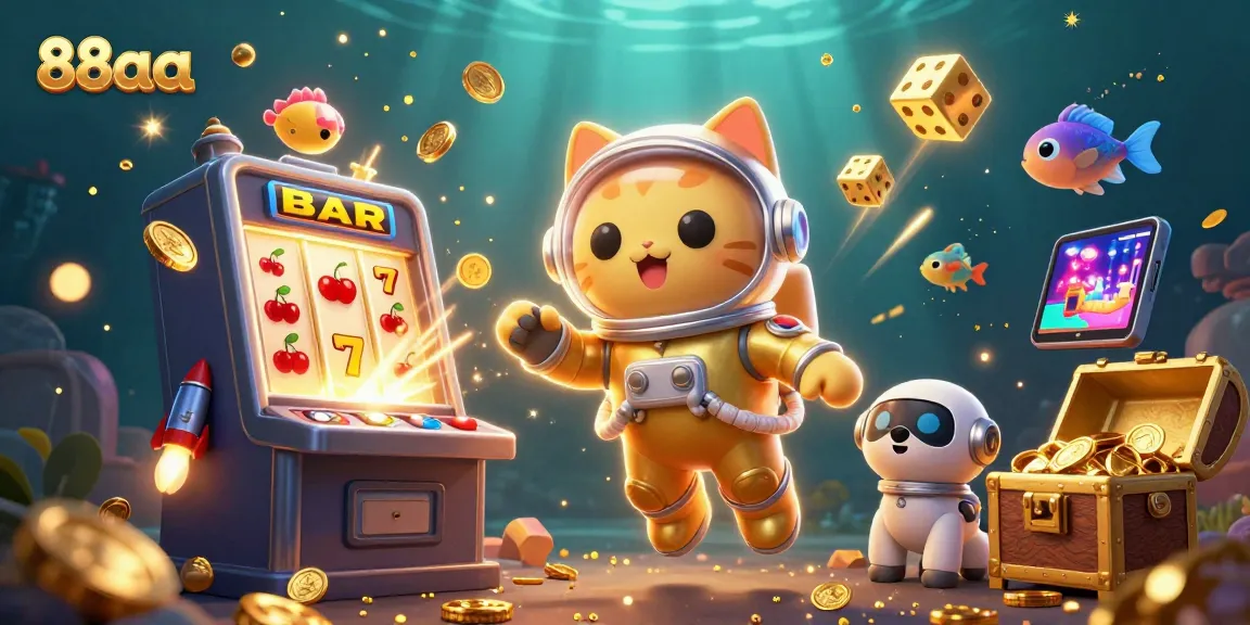 Join the excitement with 88aa as a cartoon astronaut cat and dog explore the jackpot world!